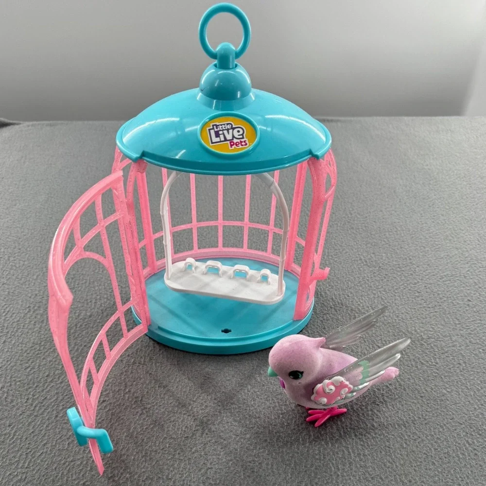 Little Live Pets Bird Cage Toy Kid Teal Interactive Flocked imaginative pretend